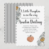 Pumpkin Baby shower Scallop Edge Invitation Kaart (Voorkant / Achterkant)