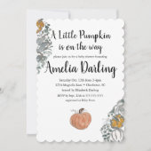Pumpkin Baby shower Scallop Edge Invitation Kaart (Voorkant)