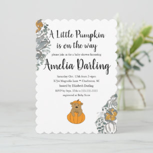 Pumpkin Baby shower Scallop Edge Invitation Kaart