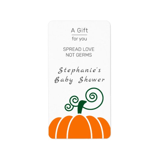 Pumpkin Baby shower Spread Love Not Germs Etiket (Voorkant)