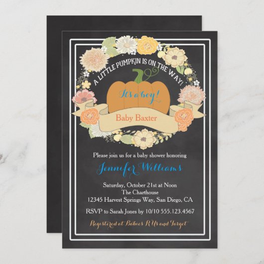 Pumpkin Baby Shower - Uitnodiging (Voorkant / Achterkant)