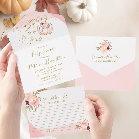 Pumpkin Baby shower Uitnodiging & Advice Card