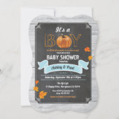 Pumpkin-baby shower-uitnodiging bijtende houtkrijt kaart (Voorkant)