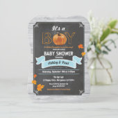 Pumpkin-baby shower-uitnodiging bijtende houtkrijt kaart (Staand voorkant)