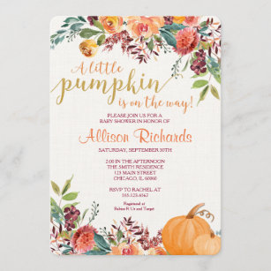 Pumpkin-baby shower-uitnodiging, herfst-baby showe kaart