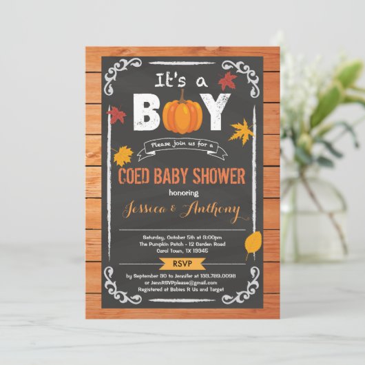 Pumpkin-Baby shower-uitnodiging Kaart (Staand voorkant)