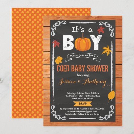 Pumpkin-Baby shower-uitnodiging Kaart (Voorkant / Achterkant)