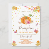 Pumpkin-Baby shower-uitnodiging najaar Herfst roze Kaart (Voorkant)