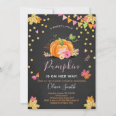 Pumpkin-Baby shower-uitnodiging najaar Herfst roze Kaart (Voorkant)