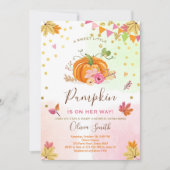 Pumpkin-Baby shower-uitnodiging najaar Herfst roze Kaart (Voorkant)