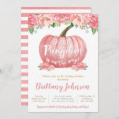 Pumpkin-Baby shower-uitnodiging | Roze Kaart (Voorkant / Achterkant)