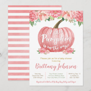 Pumpkin-Baby shower-uitnodiging   Roze Kaart