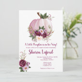 Pumpkin Baby shower Uitnodiging voor een meisje (Staand voorkant)
