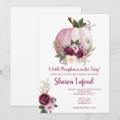 Pumpkin Baby shower Uitnodiging voor een meisje (Voorkant / Achterkant)