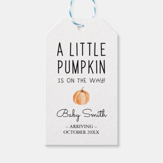 Pumpkin-Baby shower voor tag Cadeaulabel (Voorkant)