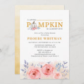 Pumpkin Baby shower Waterverf Roze rozen Kaart (Voorkant / Achterkant)