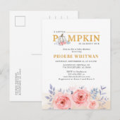Pumpkin Baby shower Waterverf Roze rozen Uitnodiging Briefkaart (Voorkant / Achterkant)