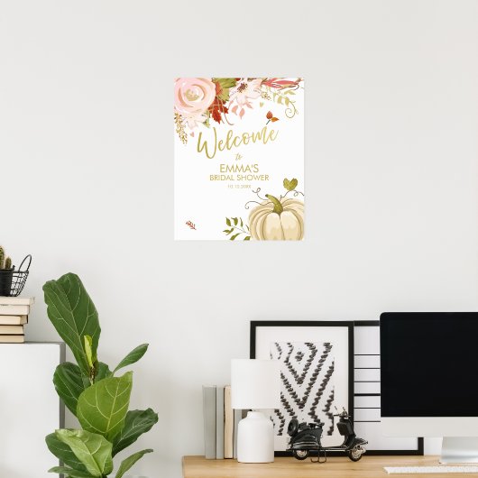 Pumpkin Baby shower Welkom Sign Herfst in Love Gol Poster (Thuiskantoor)