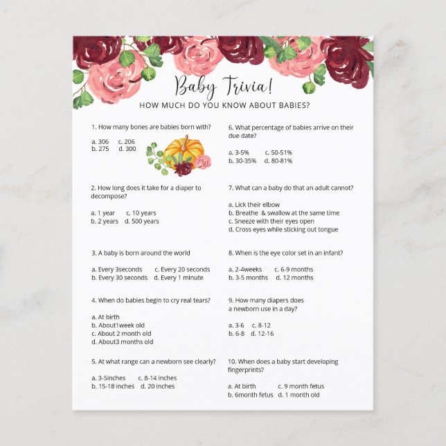 Pumpkin Baby Trivia | BABY SHOWER (Voorkant)