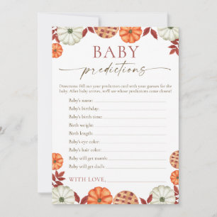 Pumpkin Baby voorspellingen Baby shower spel Advieskaart