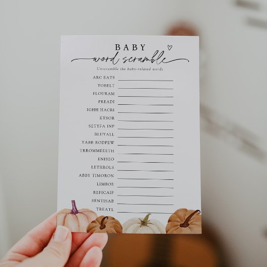 Pumpkin Baby Word Scramble spel Kaart
