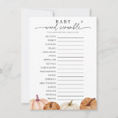 Pumpkin Baby Word Scramble spel Kaart (Voorkant)