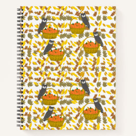 Pumpkin Basket Fall Leaves Spiral Notebook Notitieboek