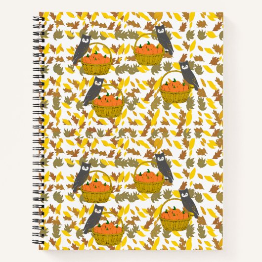 Pumpkin Basket Fall Leaves Spiral Notebook Notitieboek (Voorkant)