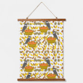 Pumpkin Basket Fall Leaves Wall Tapestry Hangend Wandkleed (Voorkant)
