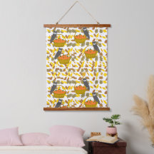Pumpkin Basket Fall Leaves Wall Tapestry