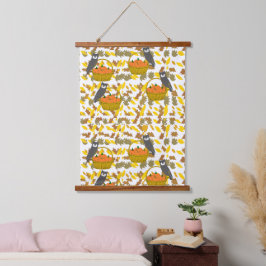 Pumpkin Basket Fall Leaves Wall Tapestry Hangend Wandkleed