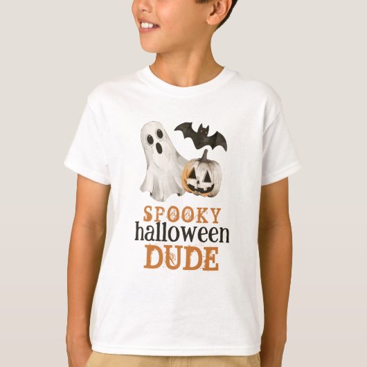 Pumpkin Bat Ghost Spooky Halloween Dude T-shirt (Voorkant)