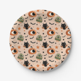 Pumpkin Bat Stars Patroon grillige Halloween Papieren Bordje