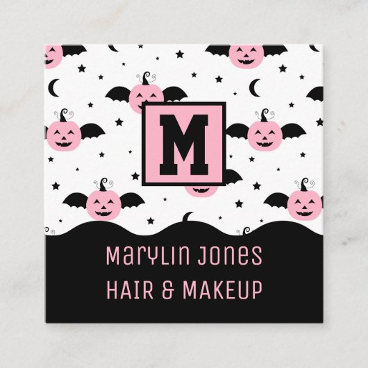 PUMPKIN BATS HALLOEEN VIERKANTE VISITEKAARTJE (Voorkant)
