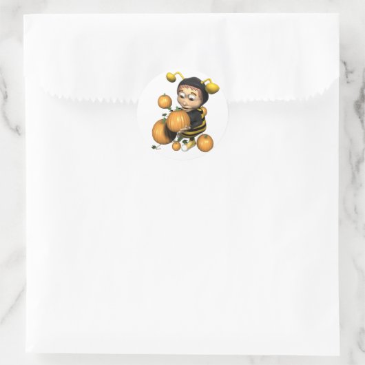 Pumpkin Bee Ronde Sticker (Tas)