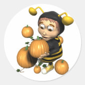 Pumpkin Bee Ronde Sticker (Voorkant)