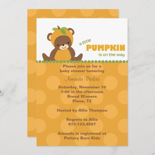 Pumpkin Beer Baby shower Uitnodiging (Voorkant / Achterkant)