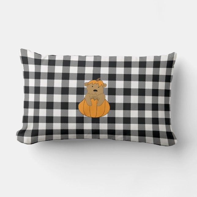 Pumpkin Beer Check Pattern Farmhouse Pillow Kussen (Voorkant)