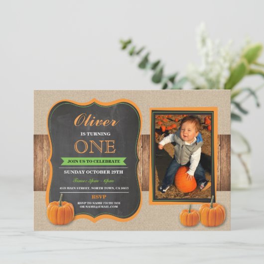 Pumpkin Birthday IEDERE LEEFTIJD Foto van een fees Kaart (Staand voorkant)