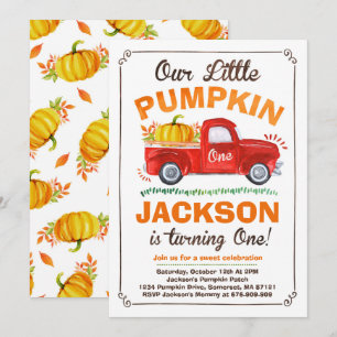Pumpkin Birthday Invitation Pumpkin Truck Party Kaart