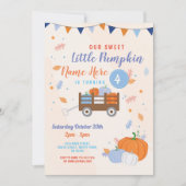 Pumpkin Birthday Noite Herfst Boy Blue Trailer Kaart (Voorkant)