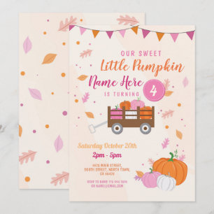 Pumpkin Birthday Noite Herfst Pink Girl Trailer Kaart