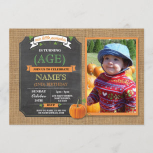 Pumpkin Birthday Party Harvest Photo Herfst Invite Kaart