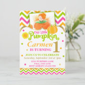 Pumpkin Birthday Uitnodiging (Staand voorkant)