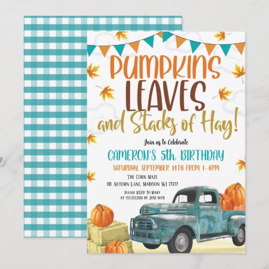 Pumpkin Birthday Uitnodiging (Voorkant / Achterkant)