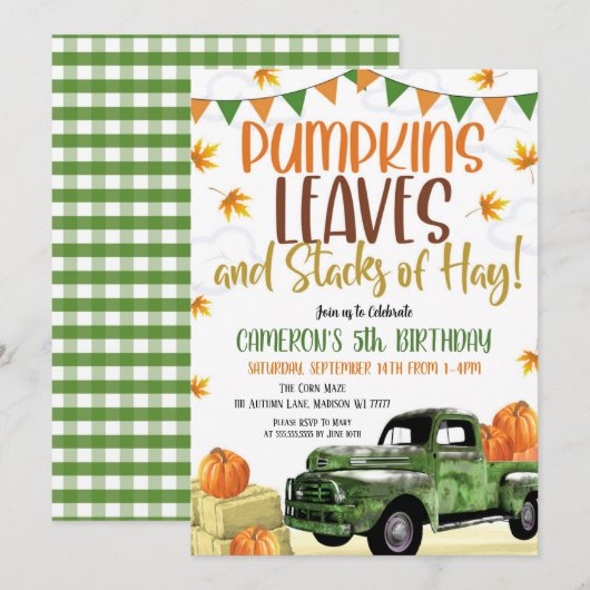 Pumpkin Birthday Uitnodiging (Voorkant / Achterkant)