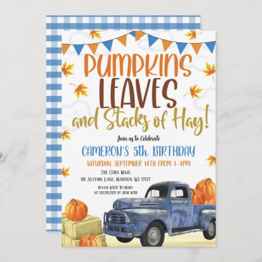 Pumpkin Birthday Uitnodiging (Voorkant / Achterkant)