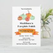 Pumpkin Birthday Uitnodiging (Staand voorkant)