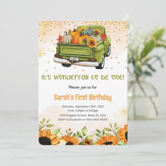 Pumpkin Birthday Uitnodiging (Staand voorkant)