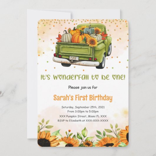 Pumpkin Birthday Uitnodiging (Voorkant)